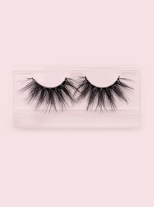 1pair Full False Lashes Volumized Eyelashes 25mm Natural Long False Eyelashes Strip Lashes, Lashes, Eyelashes, Fake Lashes - Black - View 1