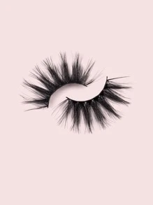 1pair Full False Lashes Volumized Eyelashes 25mm Natural Long False Eyelashes Strip Lashes, Lashes, Eyelashes, Fake Lashes - Black - View 2