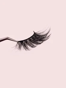 1pair Full False Lashes Volumized Eyelashes 25mm Natural Long False Eyelashes Strip Lashes, Lashes, Eyelashes, Fake Lashes - Black - View 3