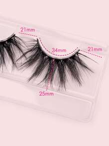 1pair Full False Lashes Volumized Eyelashes 25mm Natural Long False Eyelashes Strip Lashes, Lashes, Eyelashes, Fake Lashes - Black - View 4