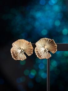 1入組荷葉耳釘銅首飾類 - 金黃色 - 查看 1