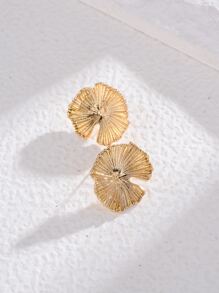 1入組荷葉耳釘銅首飾類 - 金黃色 - 查看 2