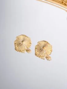 1入組荷葉耳釘銅首飾類 - 金黃色 - 查看 3