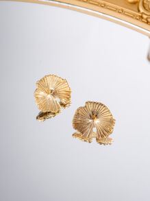 1入組荷葉耳釘銅首飾類 - 金黃色 - 查看 4