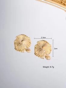 1入組荷葉耳釘銅首飾類 - 金黃色 - 查看 5