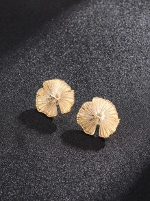 1入組荷葉耳釘銅首飾類 - 金黃色 - 查看 6