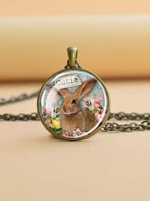 EMERY ROSE Vòng cổ mặt dây chuyền hình tròn hình thỏ - Nhiều màu - Xem 1