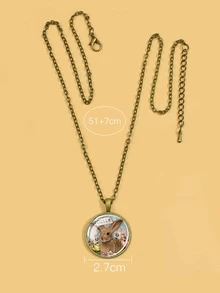 EMERY ROSE Vòng cổ mặt dây chuyền hình tròn hình thỏ - Nhiều màu - Xem 3