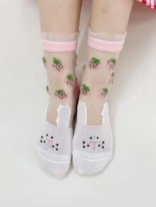 5pairs Toddler Girls Cartoon Graphic Socks