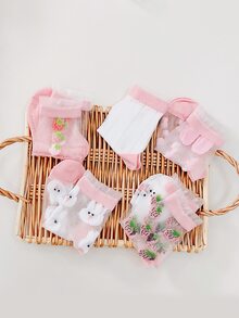 5pairs Toddler Girls Cartoon Graphic Socks