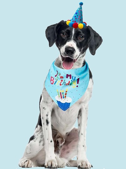 卡通蛋糕印花寵物方巾