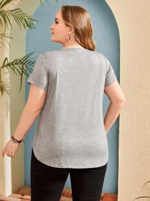 SHEIN 大碼弧形下擺上衣 - 灰色 - 查看 2