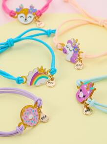 5pcs Girls Cartoon Decor Bracelet - Multicolor - View 2