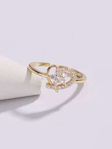 Nhẫn Pha lê Trang trí trái tim - Vàng - Xem 1