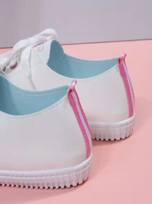 Letter Graphic Lace-up Front Skate Shoes - Pink - View 3