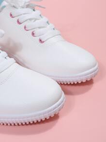 Letter Graphic Lace-up Front Skate Shoes - Pink - View 4