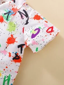Baby Boy Letter & Paint Drip Print Shirt - Multicolor - View 5