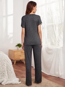 SHEIN 孕婦交叉餵奶上衣和褲子休閒套裝，適合媽媽