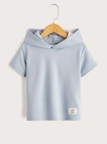 SHEIN Tops con trai lớn Đắp vá Lá thư Giải trí - Màu xanh nhạt - Xem 1