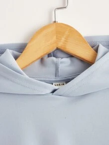 SHEIN Tops con trai lớn Đắp vá Lá thư Giải trí - Màu xanh nhạt - Xem 4