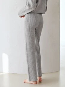 MOTF PREMIUM VISCOSE STRAIGHT LEG KNIT TROUSERS - Light Grey - View 3