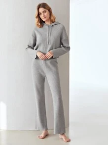 MOTF PREMIUM VISCOSE STRAIGHT LEG KNIT TROUSERS - Light Grey - View 4