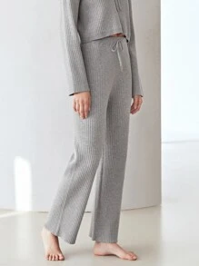 MOTF PREMIUM VISCOSE STRAIGHT LEG KNIT TROUSERS - Light Grey - View 5