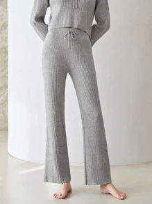 MOTF PREMIUM VISCOSE STRAIGHT LEG KNIT TROUSERS - Light Grey - View 6