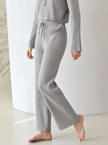 MOTF PREMIUM VISCOSE STRAIGHT LEG KNIT TROUSERS - Light Grey - View 8