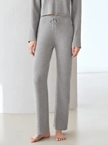 MOTF PREMIUM VISCOSE STRAIGHT LEG KNIT TROUSERS - Light Grey - View 11