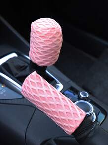 MEIKAXIU 3入組汽車方向盤套和手刹罩和換檔蓋 - 粉色 - 查看 6