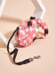 動物印花可伸縮寵物牽引繩 - 西瓜粉 - 查看 1