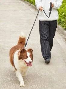 Pet Leash With Reflective & Comfortable Padded Handle - Black and White - View 2