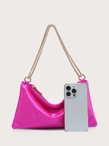 时尚、优雅、精致、安静奢华的极简主义链条晚宴包，适合派对女孩、女士、女士、新娘，非常适合派对、婚礼、舞会、晚宴/宴会，送给女性的最佳礼物 - 玫紅色 - 查看 3