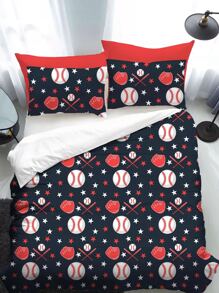 Set colcha sin relleno con estampado béisbol - Multicolor - Ver 1