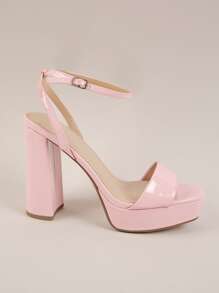 Xăng đan Cao gót Nữ Khóa màu trơn Dây đeo mắt cá chân Thanh lịch - Màu Hồng baby - Xem 4