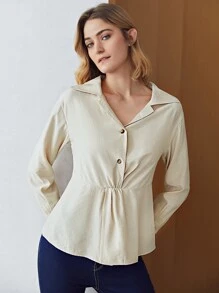 MOTF PREMIUM Top peplum viscosa - Beis - Ver 4