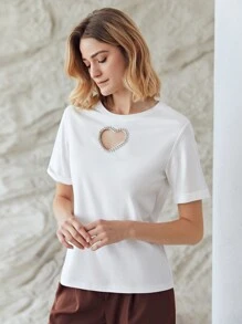 MOTF PREMIUM Camiseta con corazón con abertura