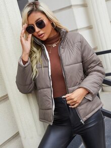 Eilly Bazar Zip Up Padded Coat For Winter Wear - Apricot - View 3