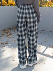DAZY Plaid Drawstring Waist Pants - Multicolor - View 2