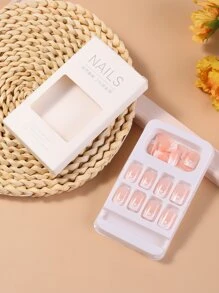 Transform Your Nails with 24pcs Short Square White French Dots Print Fake Nail & 1pc Nail File & 1sheet Tape - Multicolor - View 6