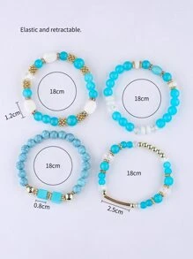 4入組極簡主義串珠手鍊4入組水晶串珠手鍊波西米亞風人造瑪瑙珍珠流蘇鍊墜飾串珠手鍊首飾禮品 - 彩色 - 查看 4