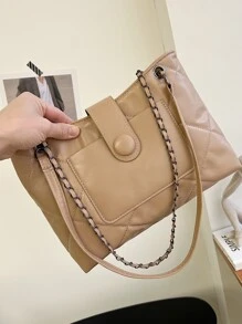 衍縫鏈條大容量托特包 - 查看 1