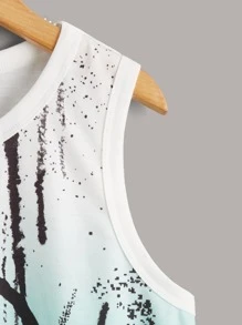 SHEIN لباس علوي تانك تعابير مع بطباعة شعار ألوان متدرجة اولاد
