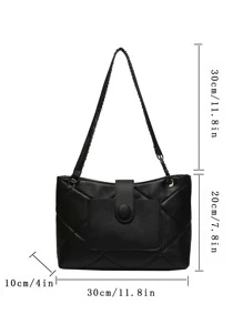 輕便商務休閒絎縫鏈條翻蓋手提包適合青少年女孩女大學生、新秀和白領人士完美的辦公室、工作、商務、通勤最佳女式工作包適合青少年女孩女大學生、新秀和白領完美適合辦公室、大學、工作、商務、通勤、戶外、旅行、郊遊 - 黑色 - 查看 3