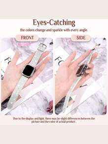 2入組女士閃亮硅膠手錶帶和雙排鑽石手錶殼套組，適用於Apple Watch Ultra/SE/9/8/7/6/5/4/3/2/1 38mm-49mm，色變效應 - 彩色 - 查看 5