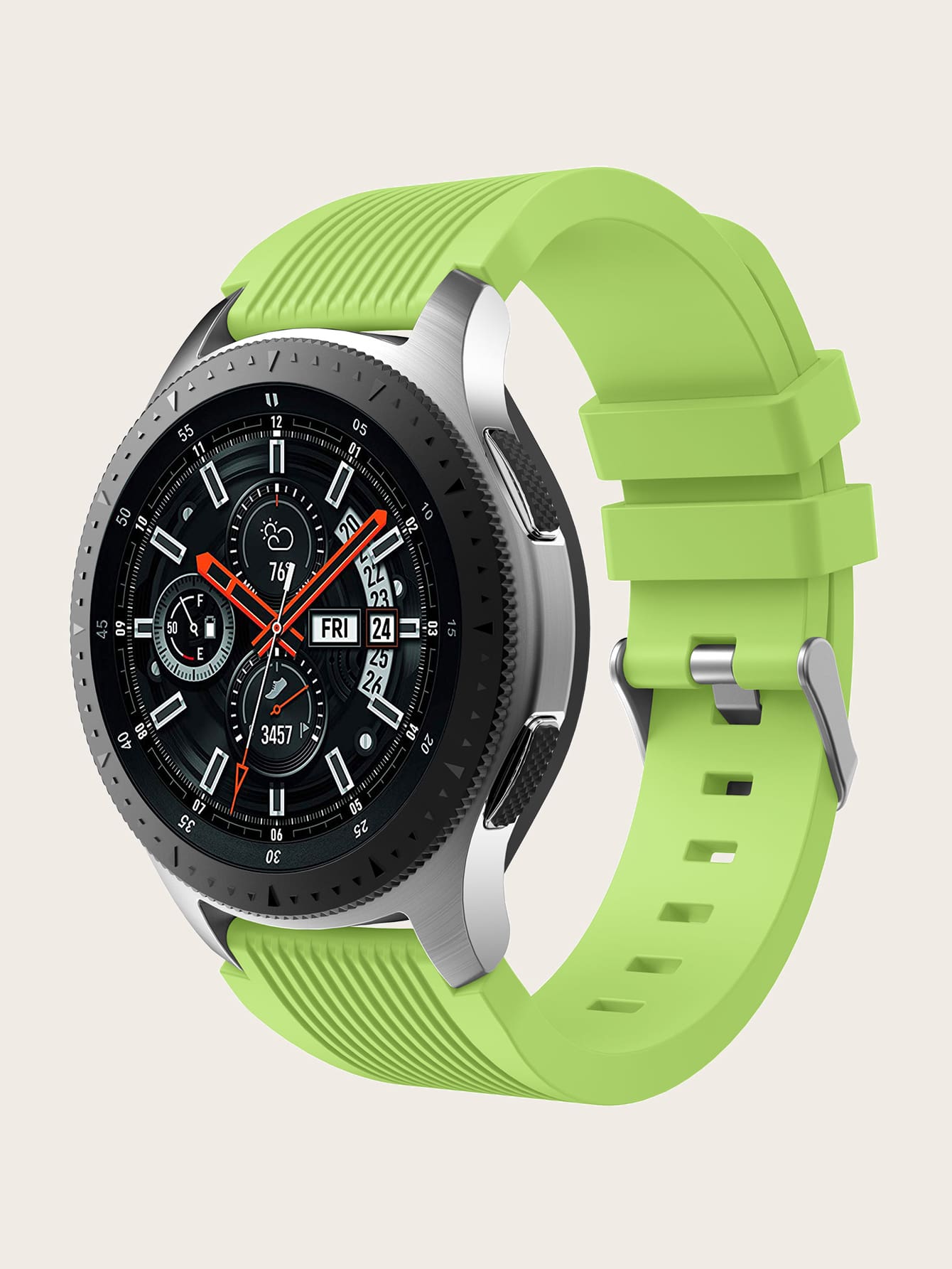 22mm寬素色矽膠錶帶 - 青檸色 - 查看 1