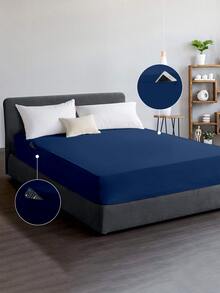 Sábana bajera unicolor con con bolsillo lateral - Azul Marino - Ver 6