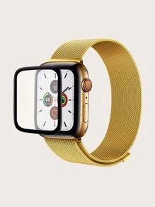 1 Dây đeo đồng hồ bằng thép không gỉ & 1 Tấm bảo vệ màn hình Tương thích với Apple Watch - Vàng - Xem 1