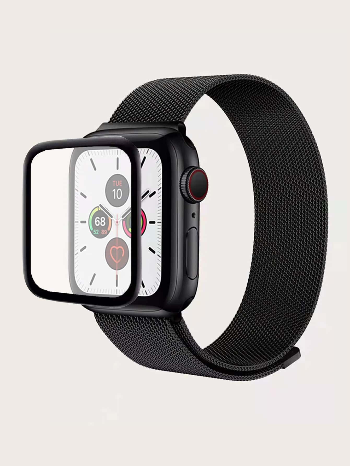 1 Dây đeo đồng hồ dạng lưới từ tính & 1 Tấm bảo vệ màn hình Tương thích với Apple Watch - màu đen - Xem 1